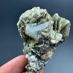 Natural Aquamarine Crystal on Muscovite Matrix, Raw Aquamarine Mineral Specimen, From Pakistan ( 82 Gram )