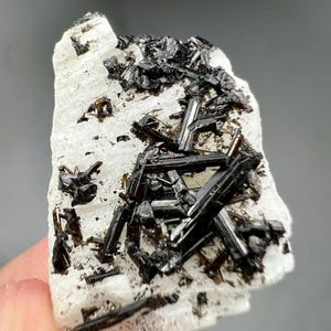 43 ct)Natural Black Tourmaline Crystal Cluster With Albite Combination From Pakistan