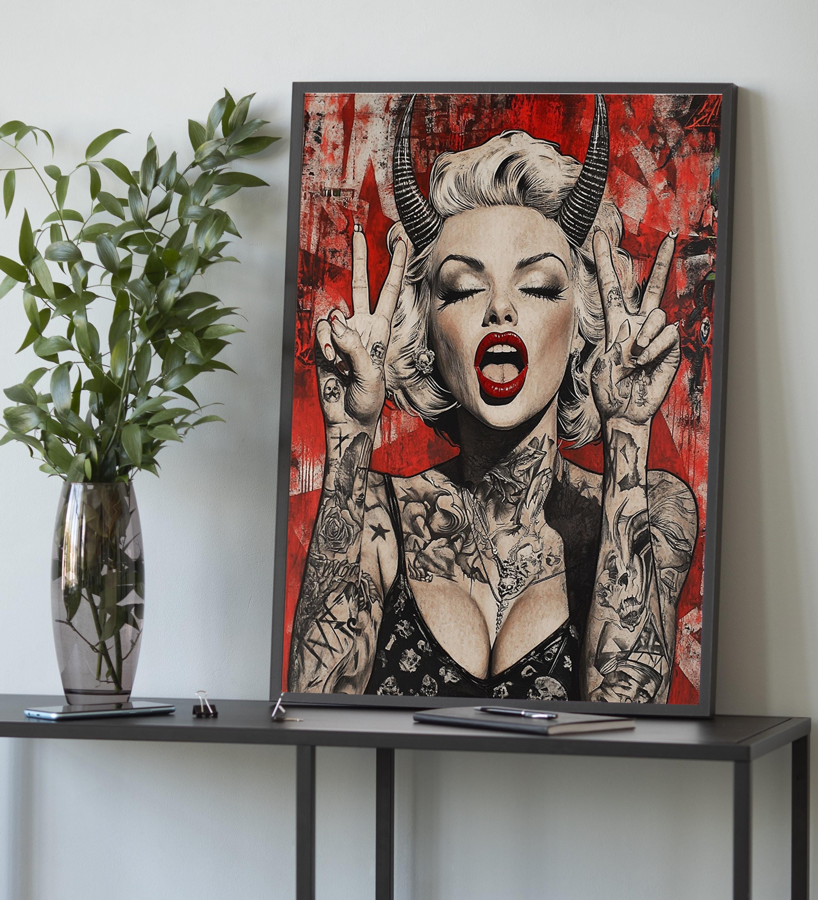 Tableau Canvas Marilyn Monroe Tattoo – Déco Murale Célébrités Iconique