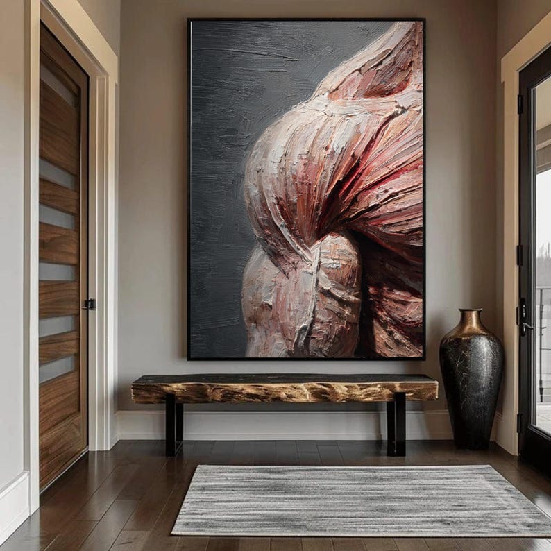 Textured Abstract Human Muscle Anatomy Canvas Art, Medical Wall Decor Illustration image 4