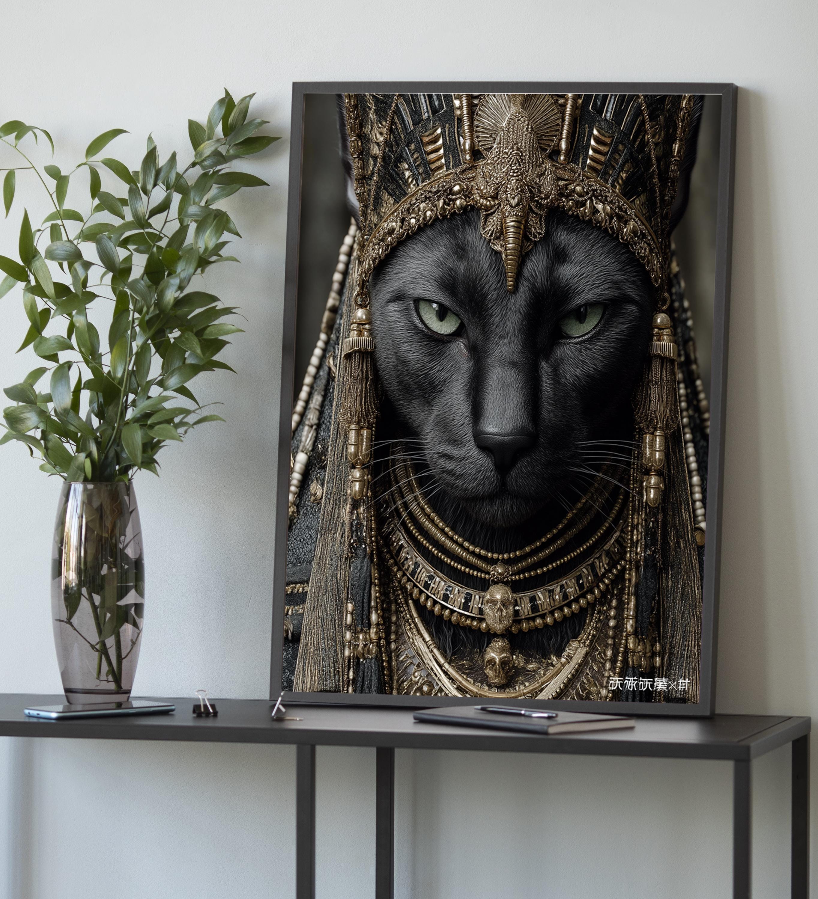 うな エジプト猫柄 エジプトのファラオ猫のキャンバス：神秘的な猫の壁アート - Etsy 日本