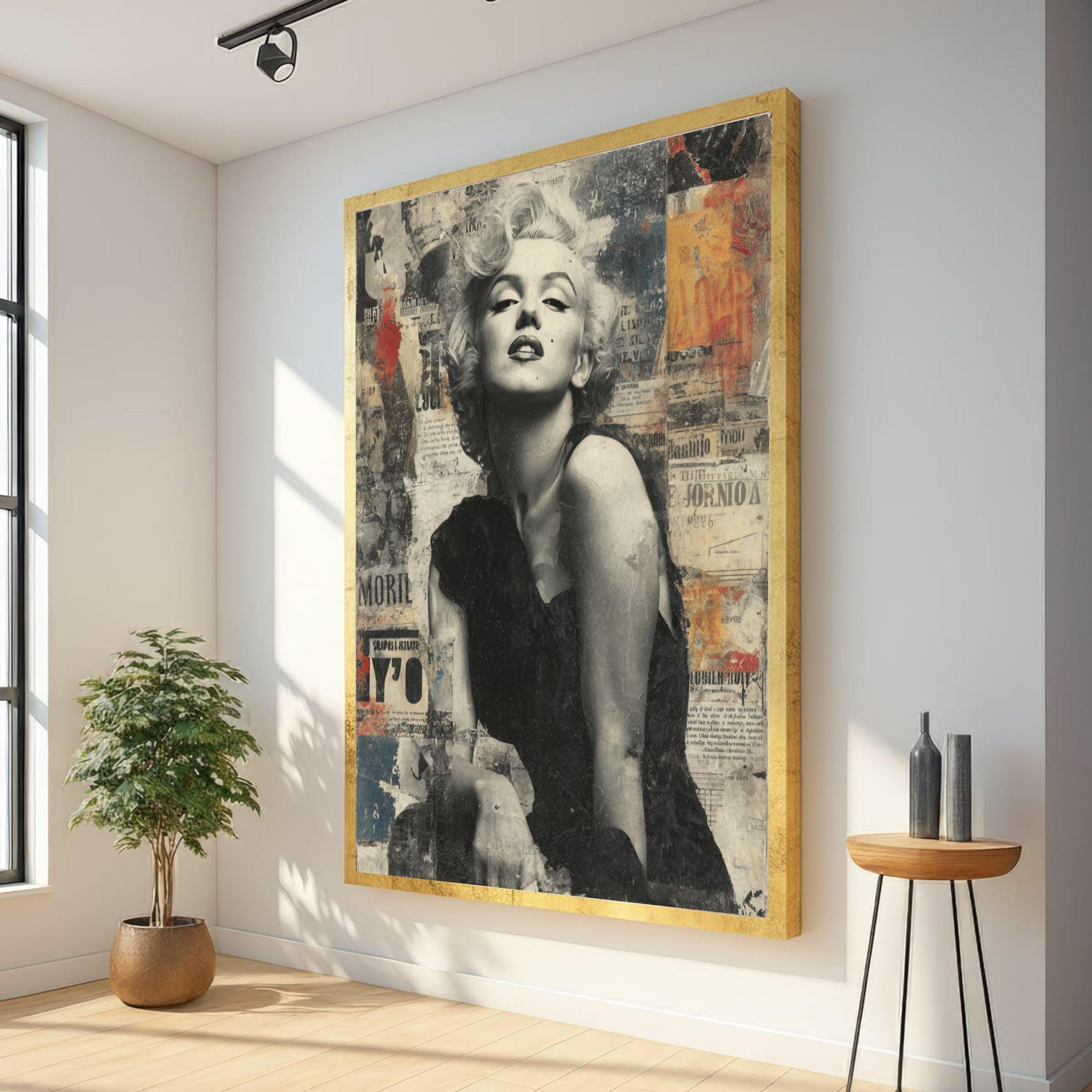 Marilyn Monroe Pop Art Canvas Print, Vintage Hollywood Collage Wall ...