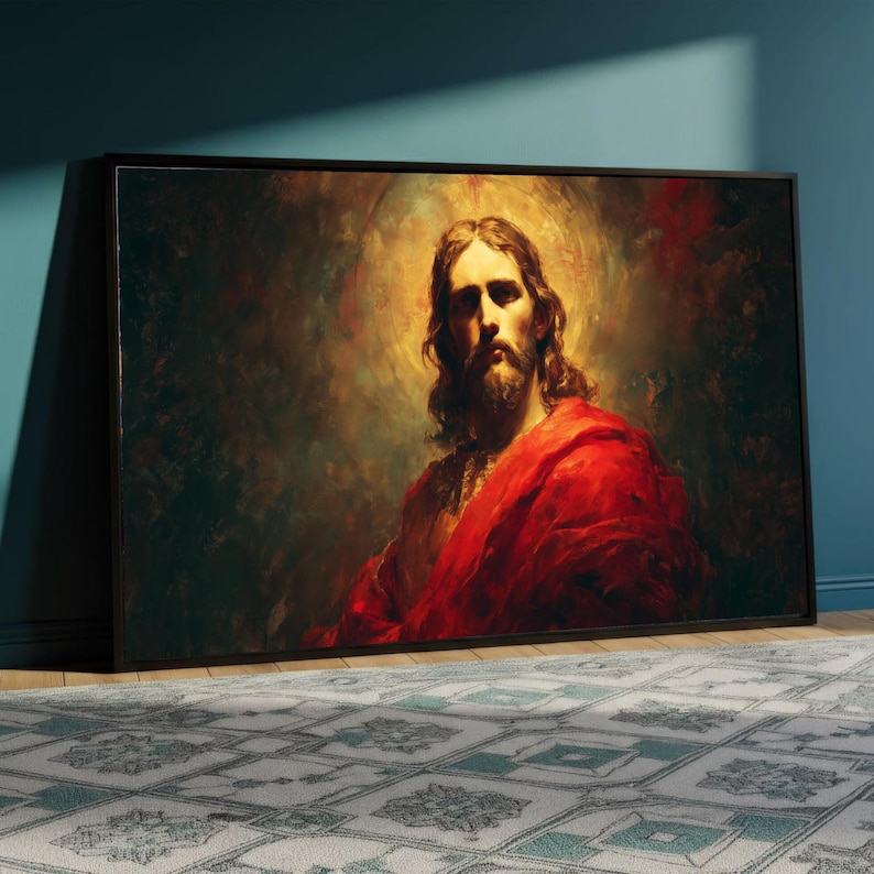 Iconic Jesus Christ Portrait Canvas, Religious Spiritual Wall Art ...