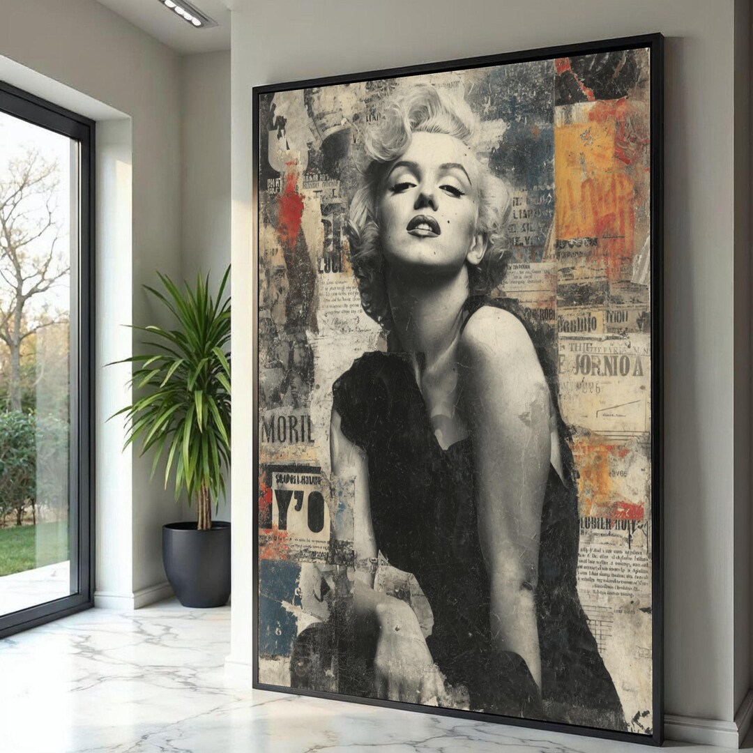 Marilyn Monroe Pop Art Canvas Print, Vintage Hollywood Collage Wall ...
