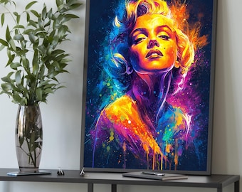 Marilyn Monroe Neon Canvas – Pop Art Wall Decor, Vibrant Colorful
