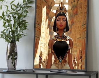Cleopatra Woman Canvas – Egyptian Queen Portrait Wall Art, Ancient Royal Painting, Luxury Decor