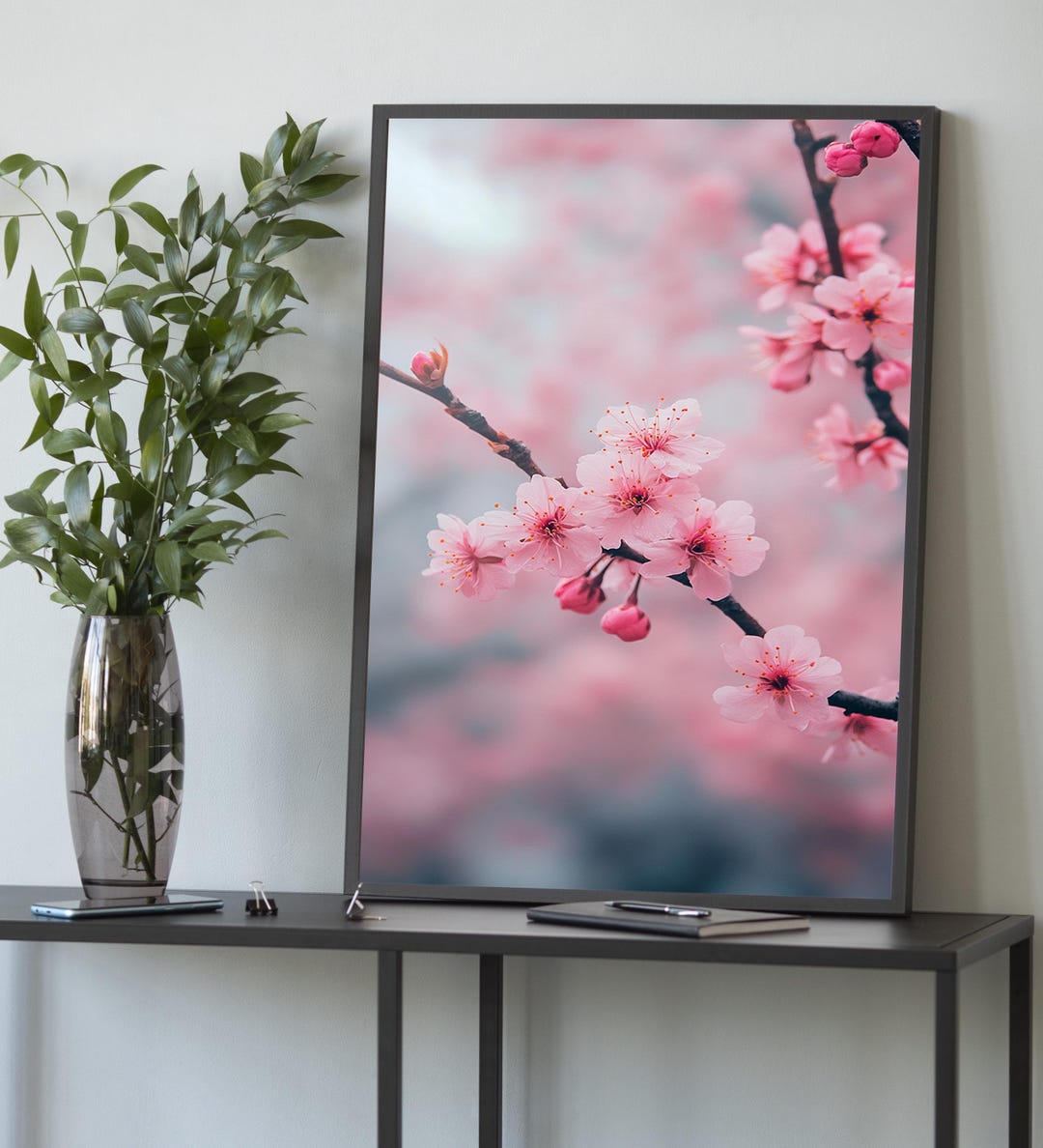 Cherry Blossom Canvas – Pink Floral Wall Art, Japanese Sakura Painting ...