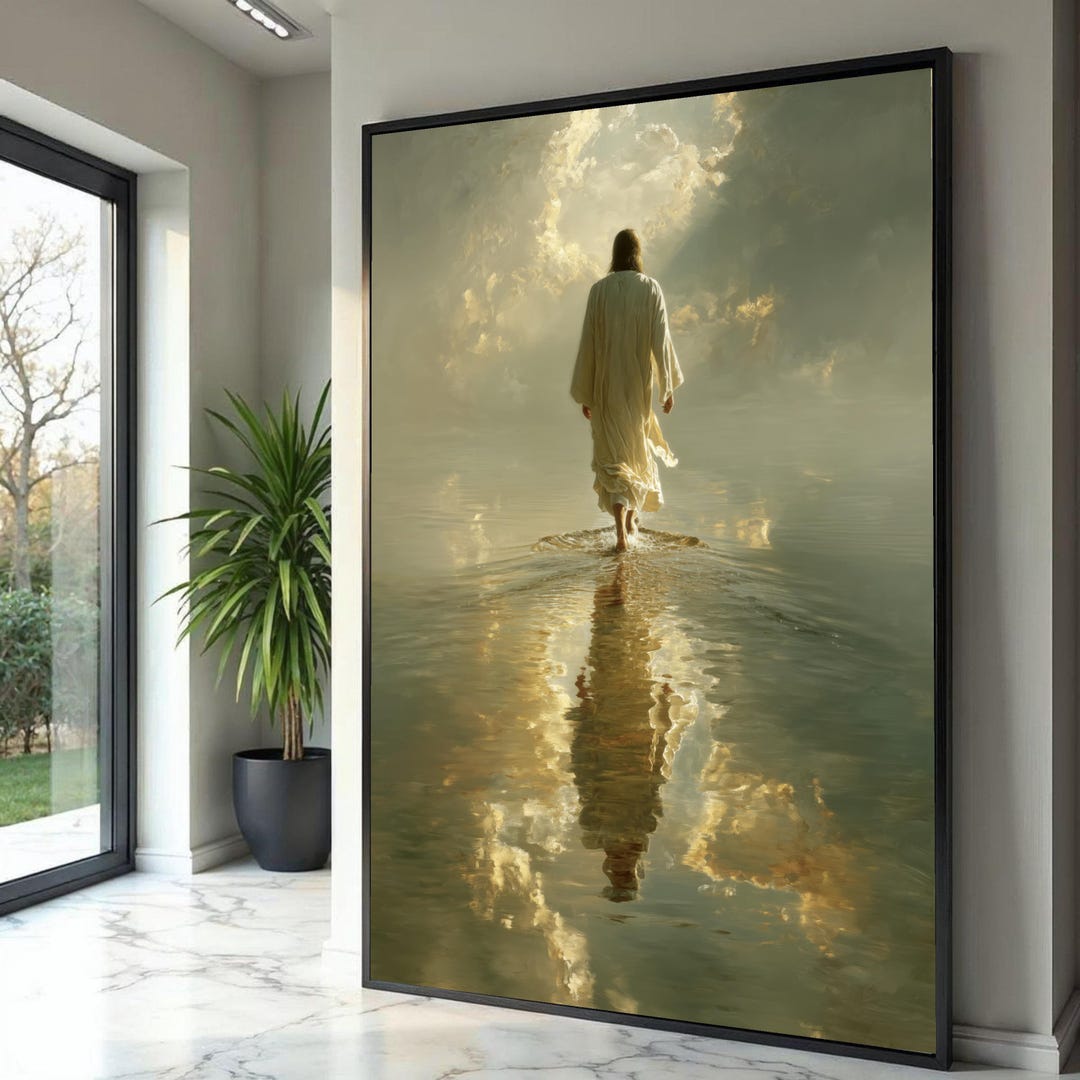 Jesus Walking on Water Canvas Print, Inspirational Religious Wall Art ...