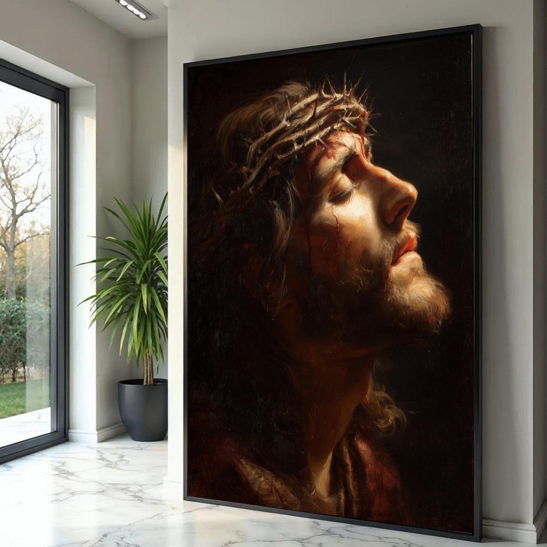 Jesus Christ Crown of Thorns Canvas Print, Religious Spiritual Wall Art ...