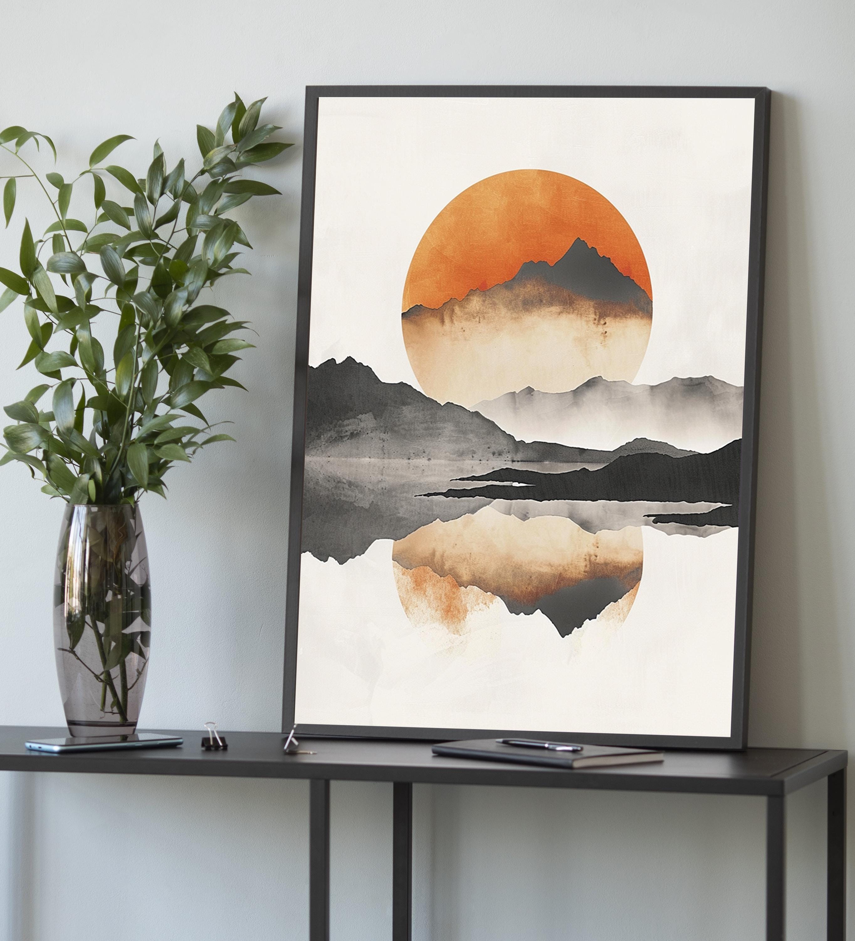 Zen Mountain Canvas Art: Abstract Japandi Landscape Print - Etsy