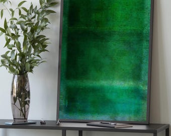 Arte mural en lienzo de Mark Rothko: pintura de campo verde de expresionismo abstracto, decoración minimalista moderna