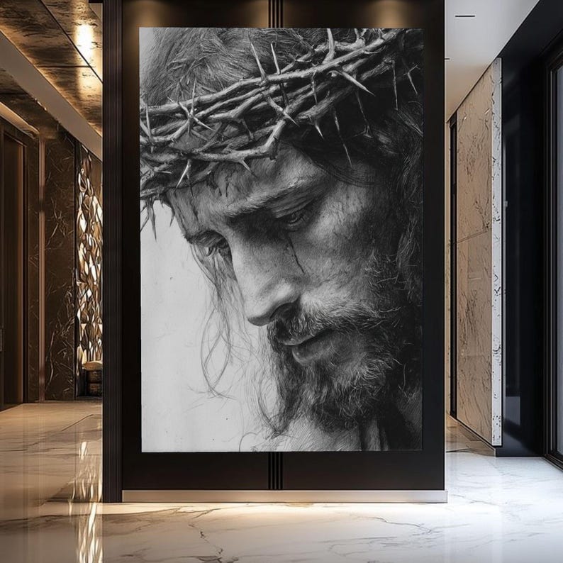 Christ Crown of Thorns Canvas Print, Religious Spiritual Wall Art - Etsy