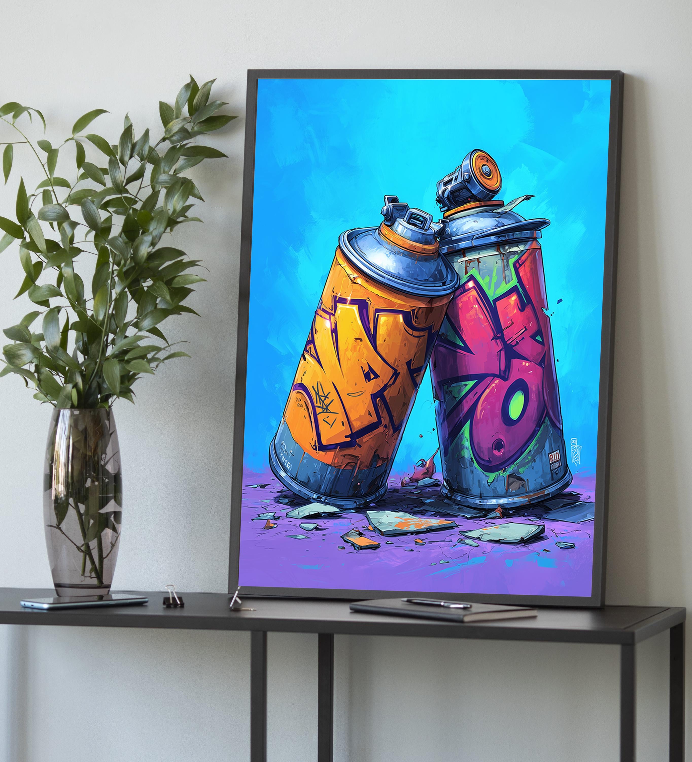 m*p様 static luxury vandals spray can ルイヴ Graffiti Spray Can Canvas – Colorful Urban Street Art Wall Poster