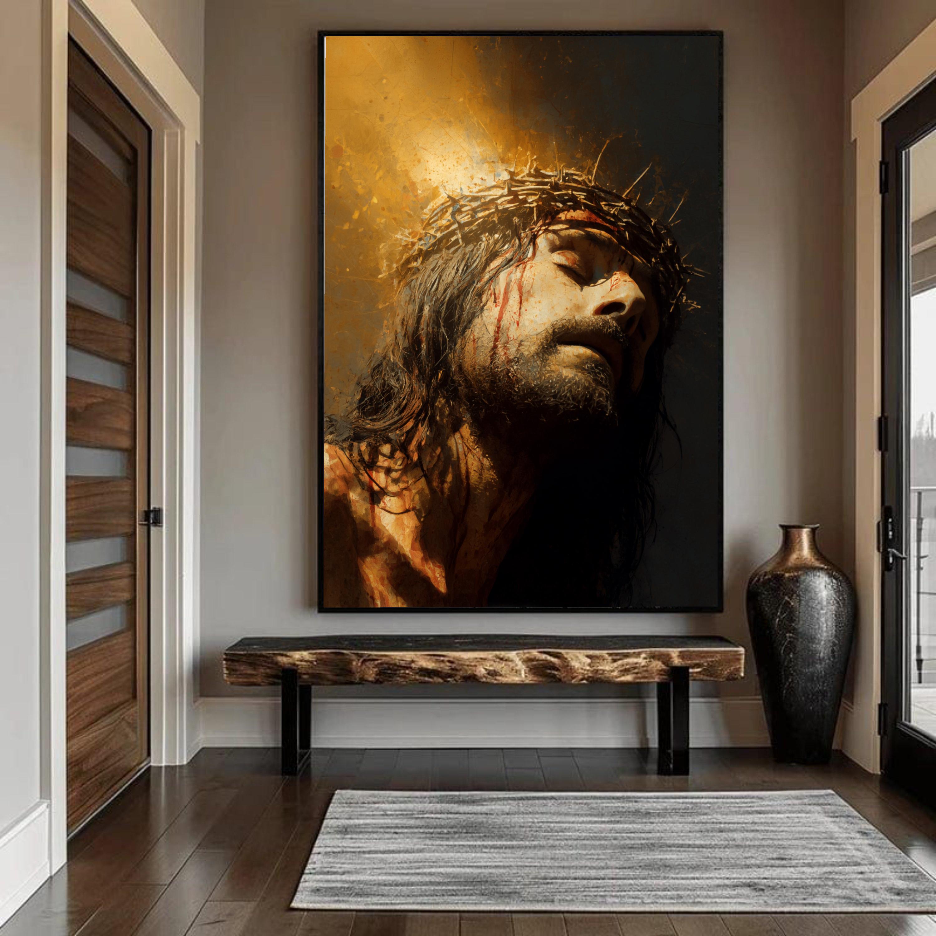 Jesus Christ Crown of Thorns Canvas Print, Spiritual Christian Wall Art ...
