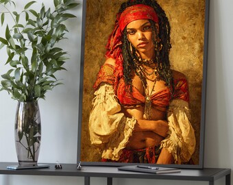Canvas Afrikaanse vrouw – Tribal portret kunst aan de muur, poster cultureel olieverfschilderij, etnisch woondecoratie