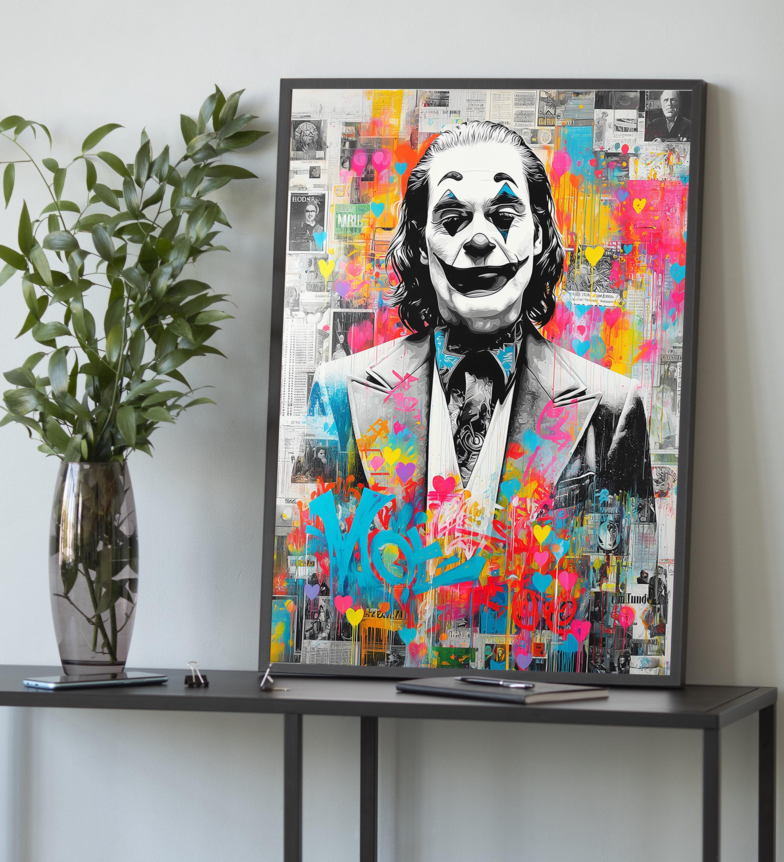 Colorful Joker Graffiti Canvas Art: Modern Pop Street Art Decor