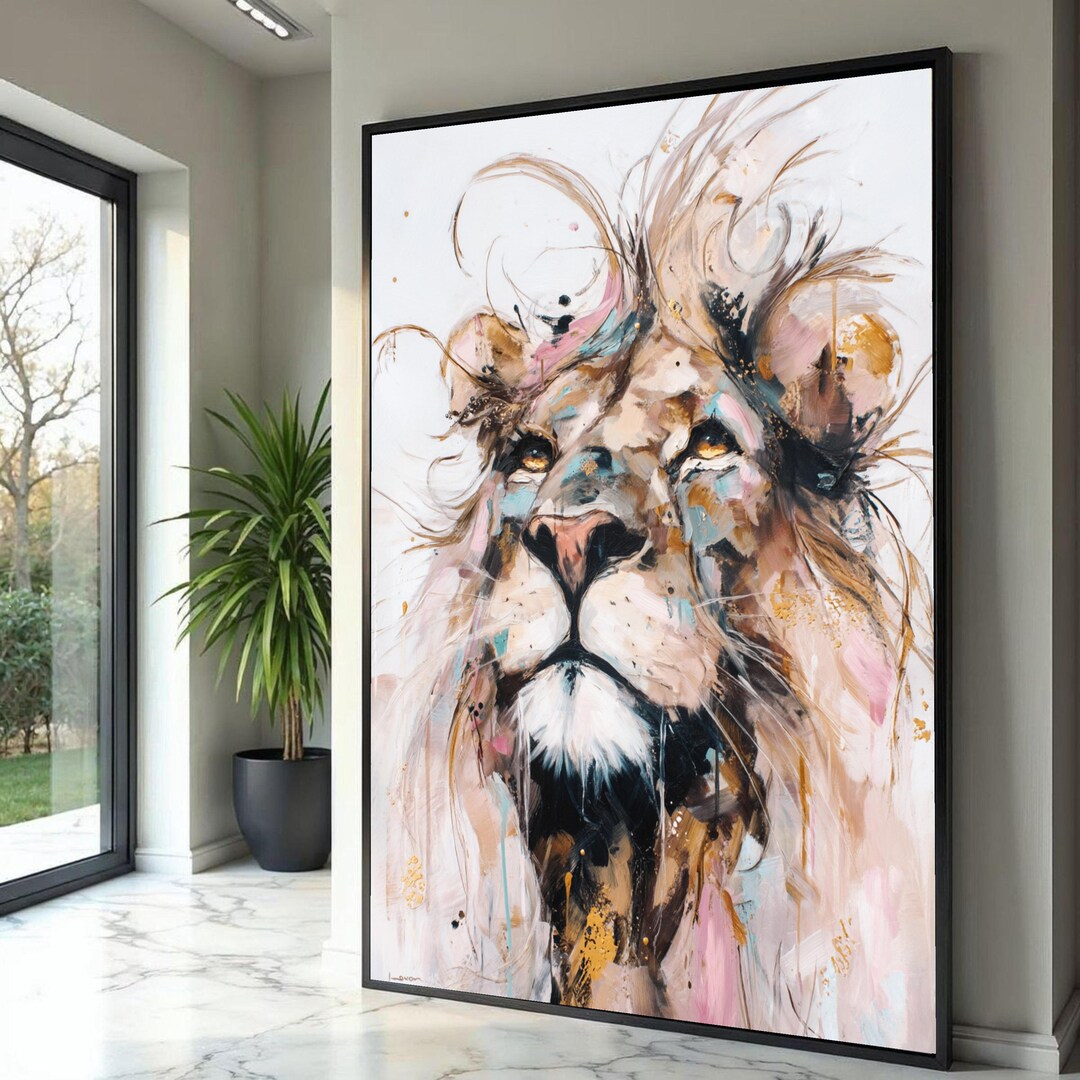 Majestic Lion Abstract Canvas Print, Bold Safari Wildlife Wall Art - Etsy
