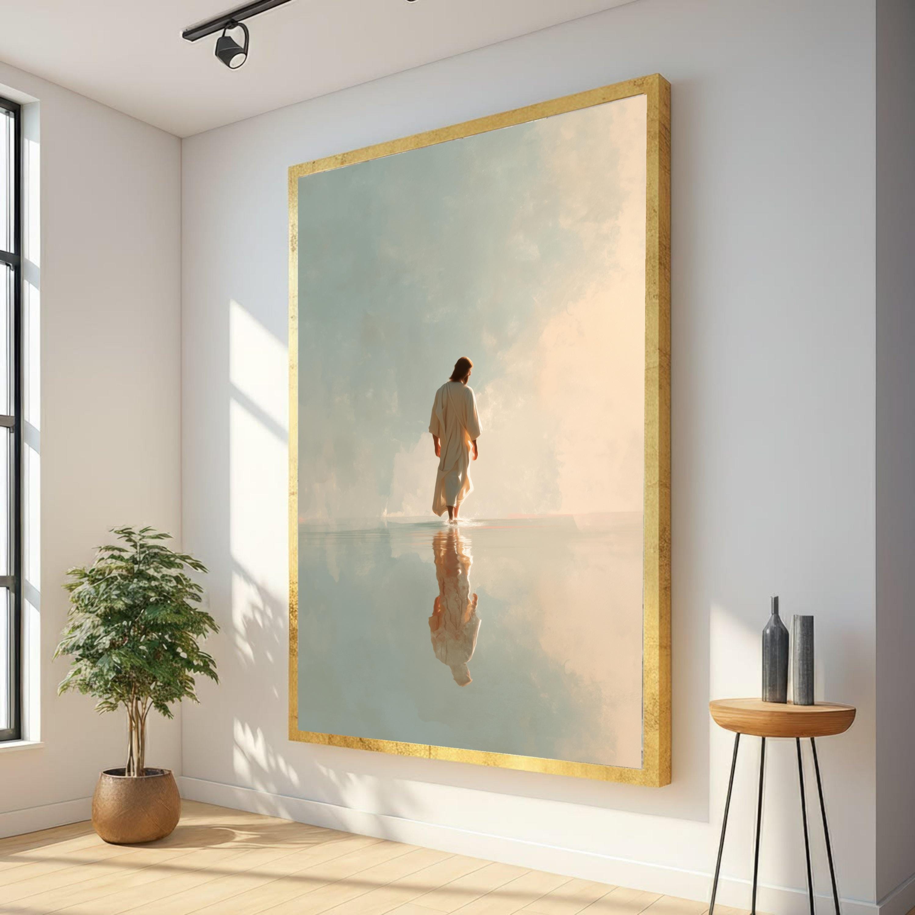 Jesus Walking on Water Canvas Print, Inspirational Christian Wall Art ...