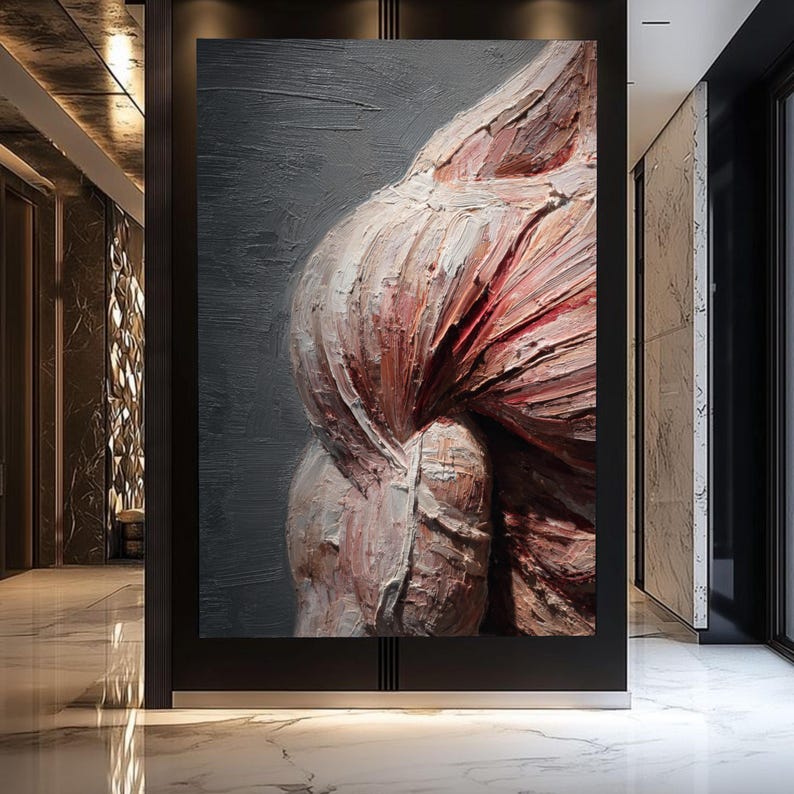 Textured Abstract Human Muscle Anatomy Canvas Art, Medical Wall Decor Illustration image 3