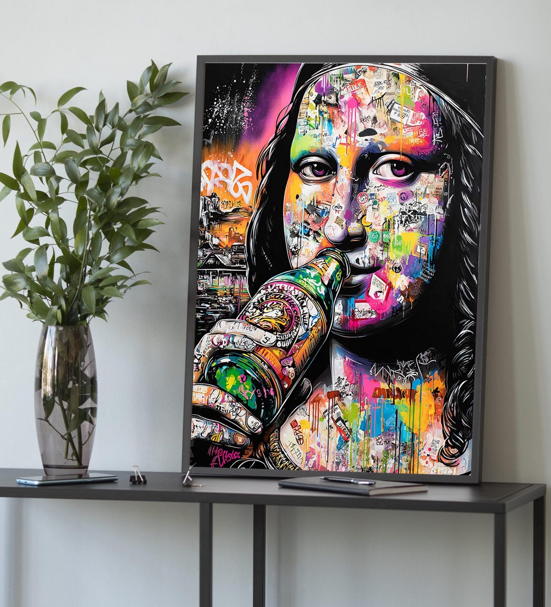 Graffiti Mona Lisa Pop Art Canvas: Urban Street Style Home Decor
