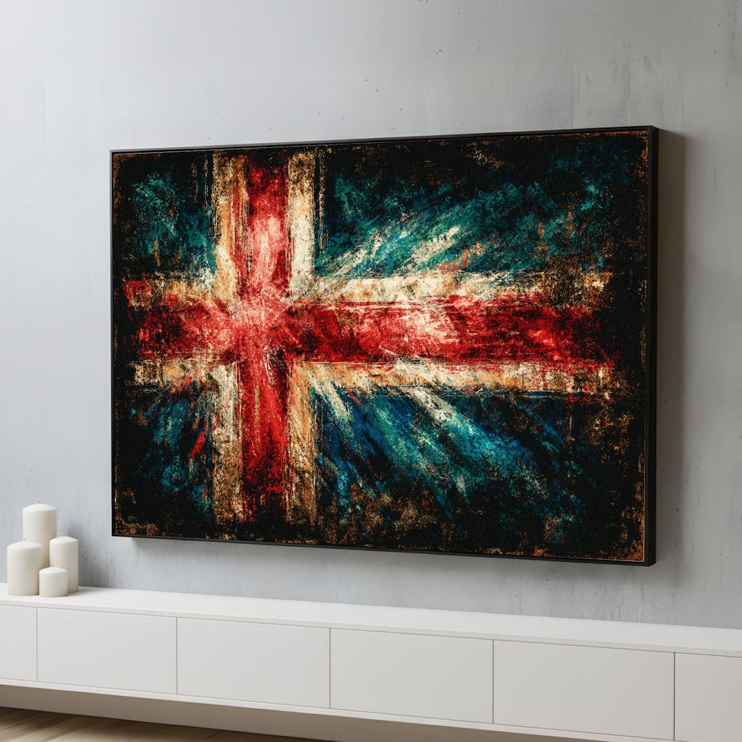 Distressed Union Jack Canvas Art, Abstract British Flag Painting ...