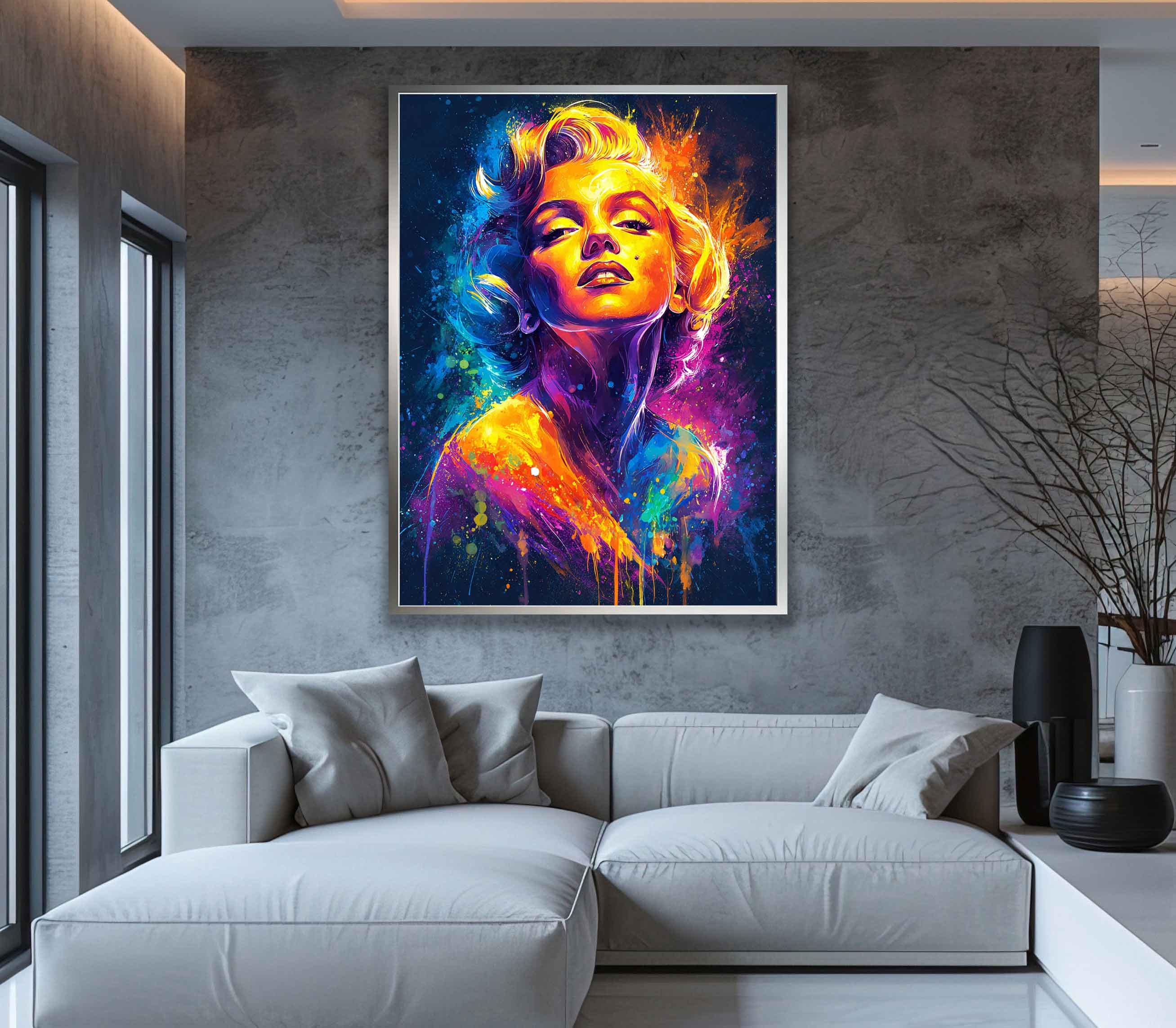 Marilyn Monroe Neon Canvas – Pop Art Wall Decor, Vibrant Colorful