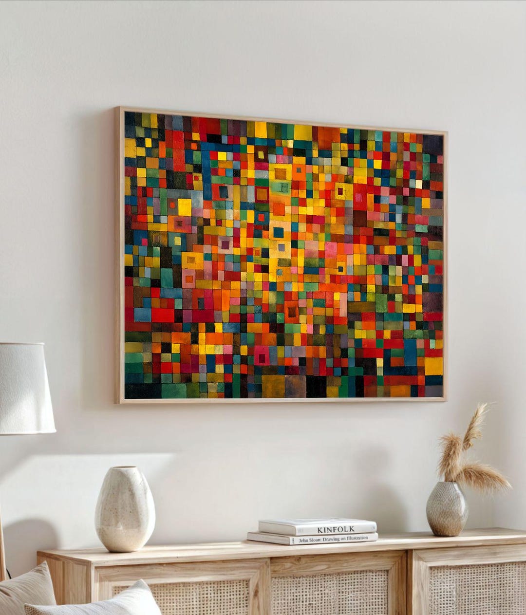 Colorful Abstract Squares Canvas – Geometric Modern Wall Art, Vibrant ...