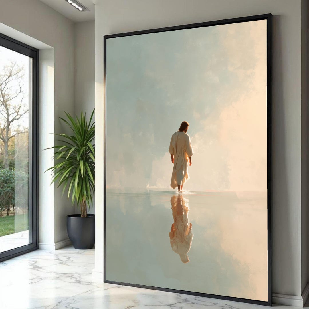 Jesus Walking on Water Canvas Print, Inspirational Christian Wall Art ...