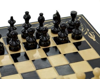 Chess Backgammon Checkers Set 3-in-1 – Handmade Carved Wooden Board
