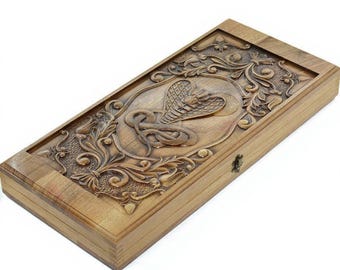 Backgammonset "Cobra" – groot bord van 21,6 inch gesneden walnotenhout, handgemaakt spel