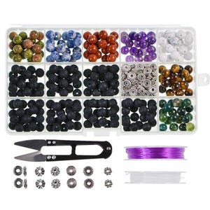Natural Stone Beads Box Set 8mm DIY Bracelet Jewelry Making Kit with Tools