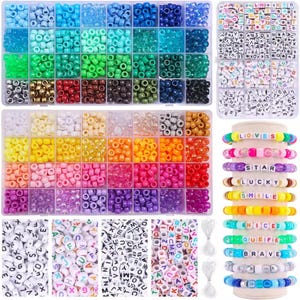 2350PCS Pony Beads Kit for Bracelets and Jewelry Making Crafts