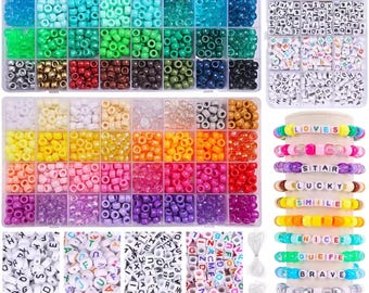 2350PCS Pony Beads Kit for Bracelets and Jewelry Making Crafts