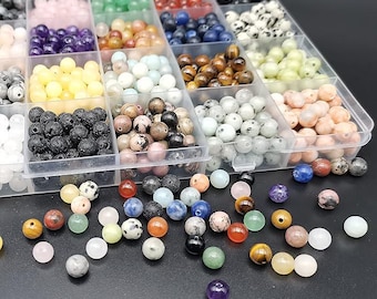 720pcs 6mm Crystal & Natural Stone Beads Set for DIY Jewelry and Bracelet Making