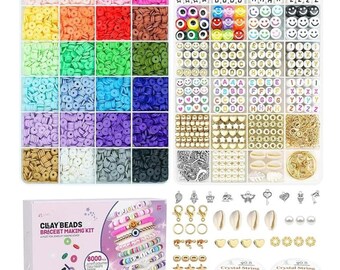 Clay Beads Bracelet Kit: DIY Friendship Jewelry, Charms & Letter Beads