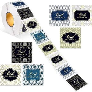 500PCS Eid Mubarak Stickers – Self-Adhesive Ramadan Labels for Gifts & Party