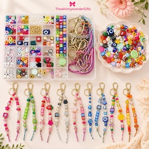 DIY Keychain Making Kit | Beads, Charms, Jewelry Craft Supplies for Teens, Women