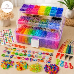 Rubber Loom Bands Kit for Kids 17500+ Bands 28 Colors DIY Bracelet Craft Set