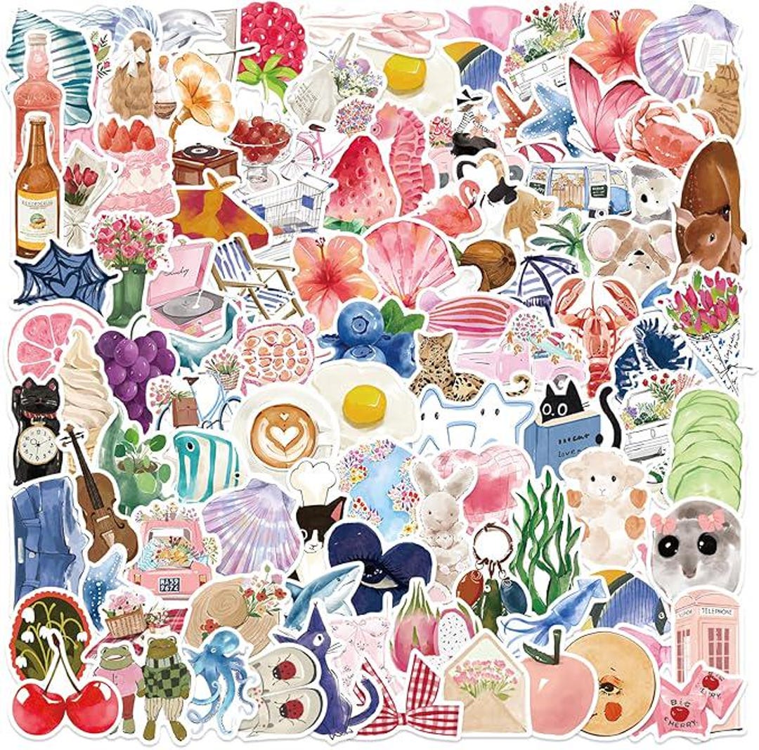 Sticker Stetic Watercolor Aesthetic Stickers for DIY Laptop Water Bottle Journal Decor ...