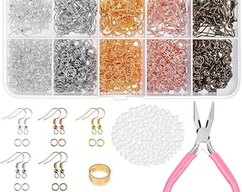 DIY Earring Making Kit: Hooks, Jump Rings, Pliers & Backs