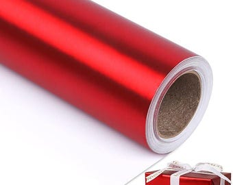 Metallic Red Wrapping Paper – Solid Color Gift Wrap for Christmas, Birthday, DIY, 17.5"x32.8'