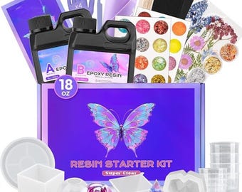 Kit de resina epoxi para principiantes de 18 oz con moldes, juego de suministros para manualidades de fundición DIY