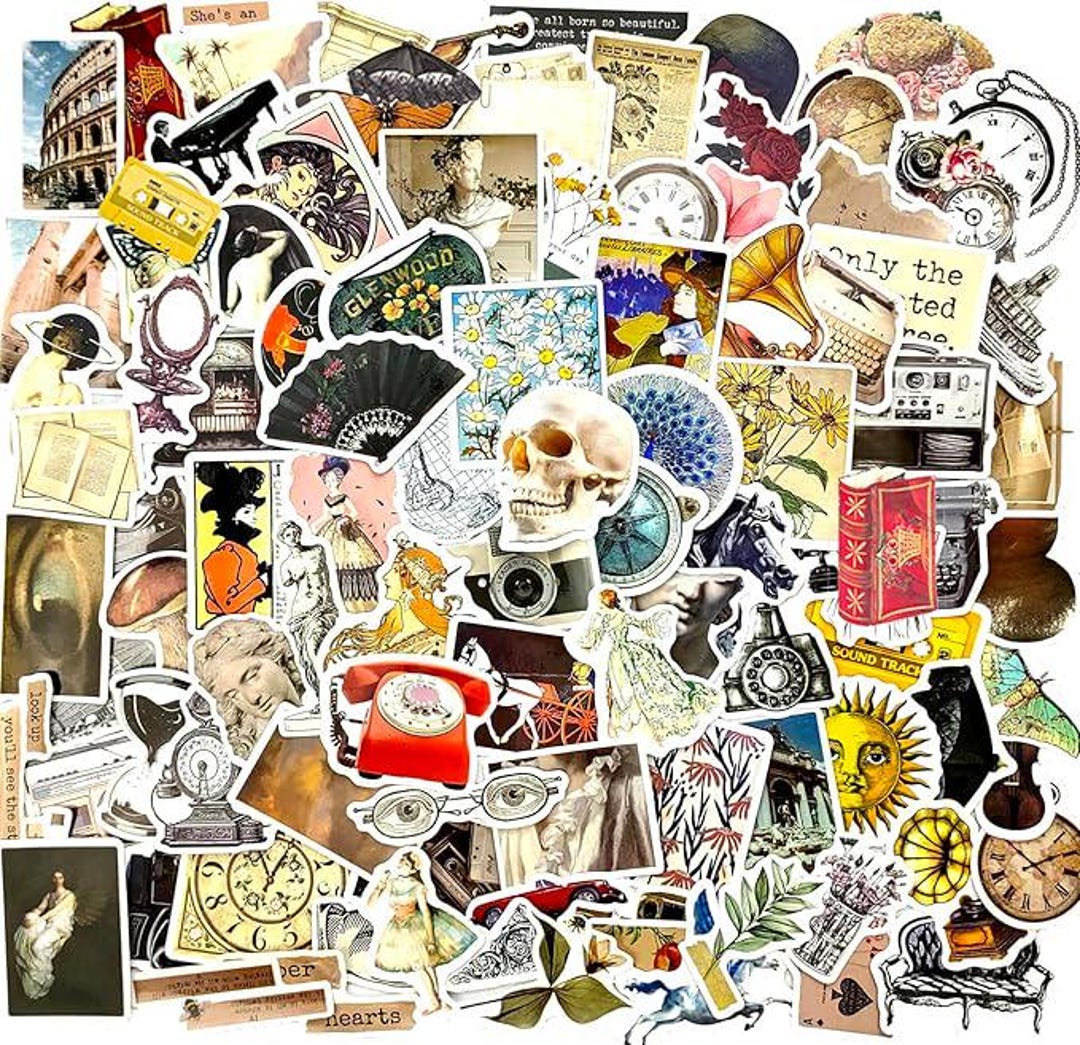 100PCS Retro Vintage Stickers for DIY Laptop Water Bottle Scrapbook ...