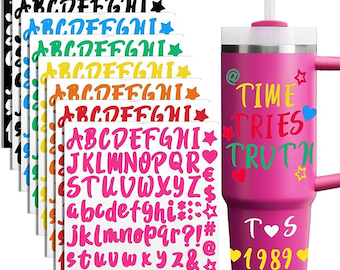 8 Sheets Vinyl Letter Stickers for Stanley Cups Waterproof DIY Name Decals