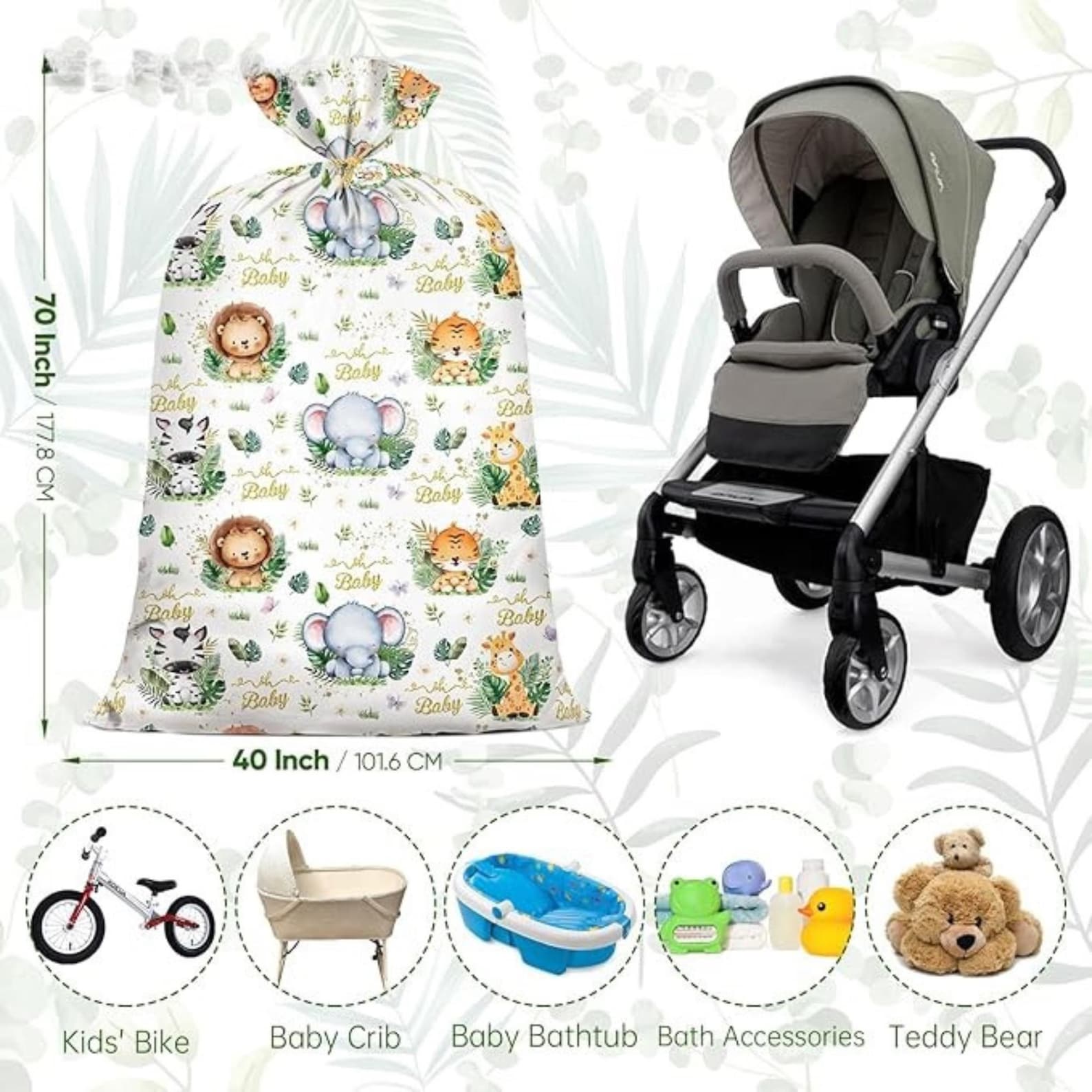Extra Large Baby Shower Gift Bag Jumbo 70x40 Inch Safari Jungle XXL ...