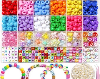 Bead Bracelet Making Kit – Friendship, Pony, Letter & Clay Flower Beads for DIY Jewelry Crafts