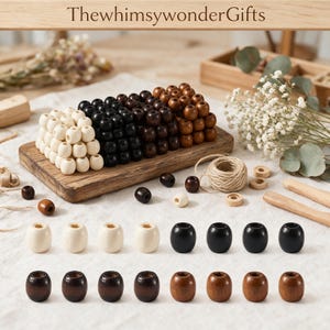 200 Large Hole Wood Beads: 16mm Barrel Beads for Hair Braids & Jewelry