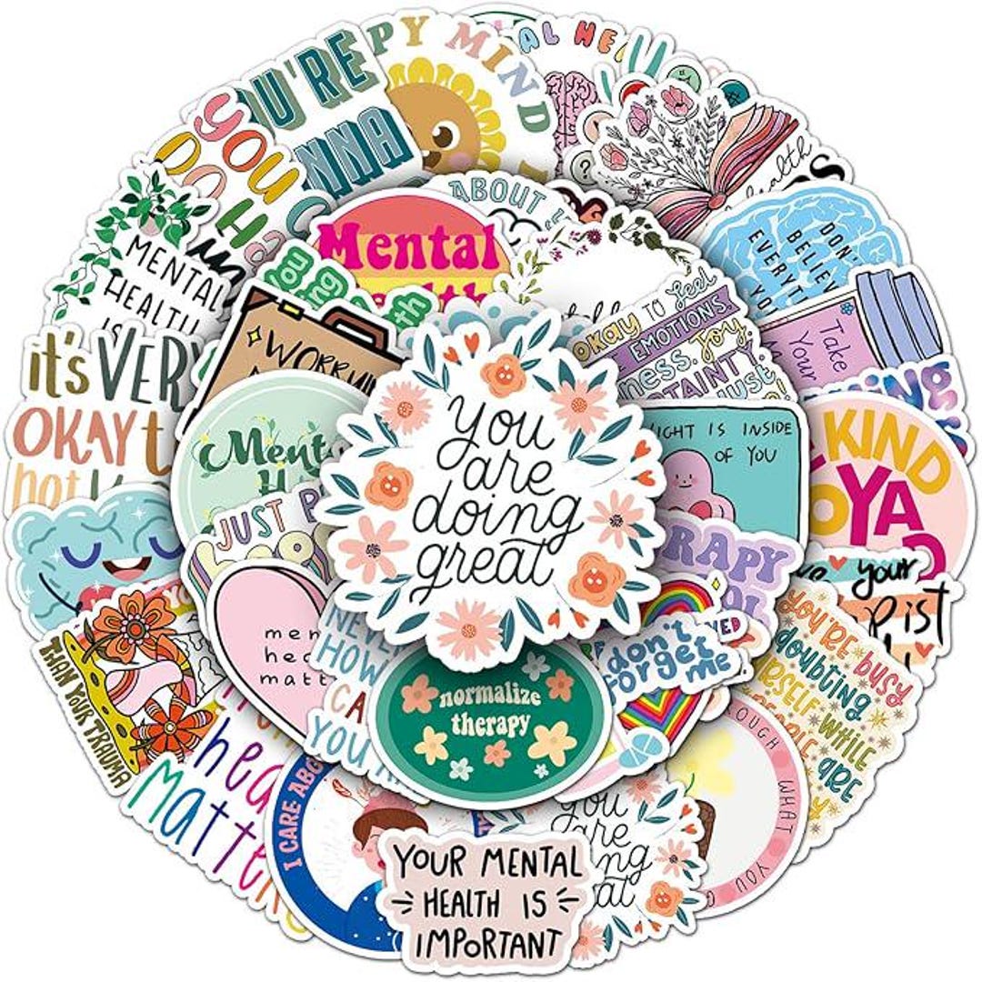 Mental Health Stickers for Water Bottles & Laptop Positive Affirmation ...