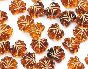 50PCS Colorful Maple Leaf Beads Acrylic Fall Leaves DIY Jewelry Craft Supplies