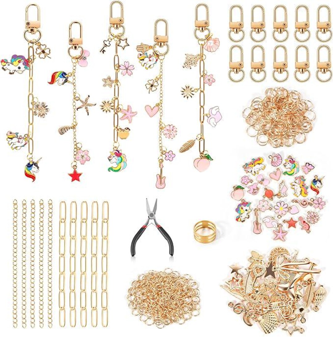 378pcs Keychain Making Kit | DIY Bag Charms With Charms, Clips